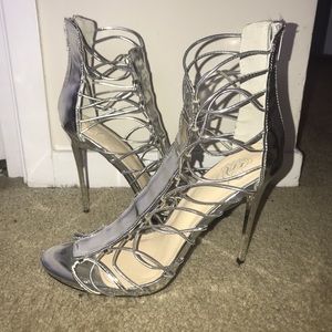 Silver strap heels